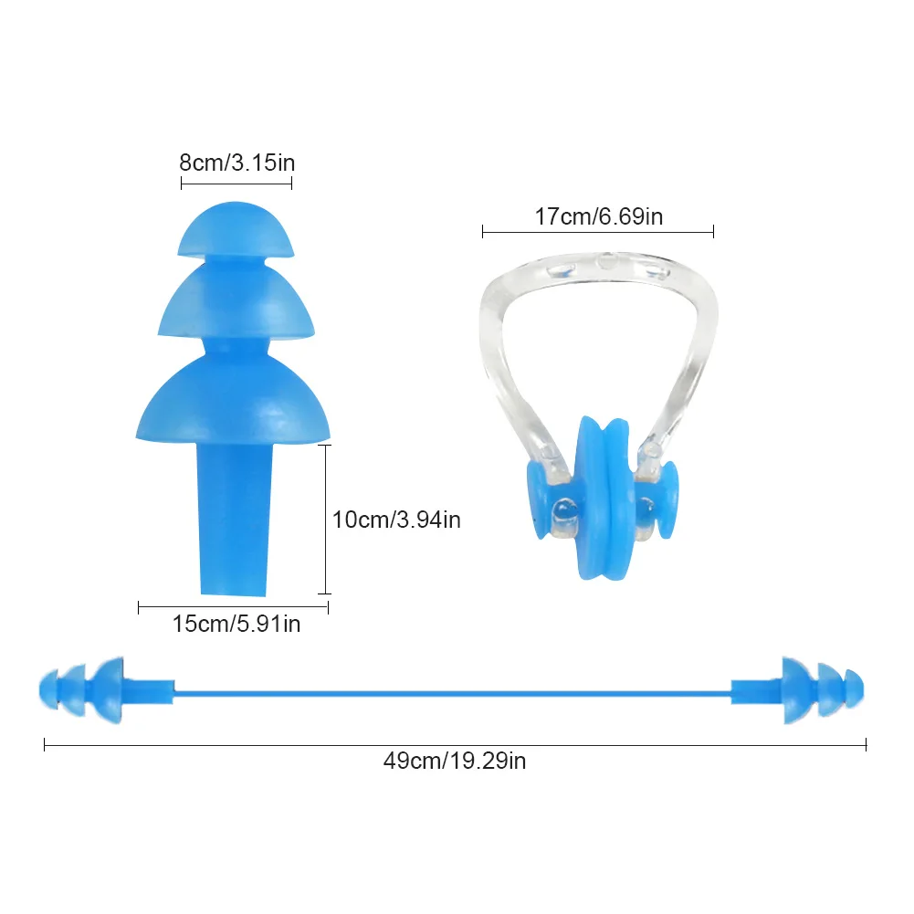Профессиональный Плавание Заглушки для ушей, зажим для носа комплект Водонепроницаемый с анти-потерянный Мягкая Силиконовая защита для