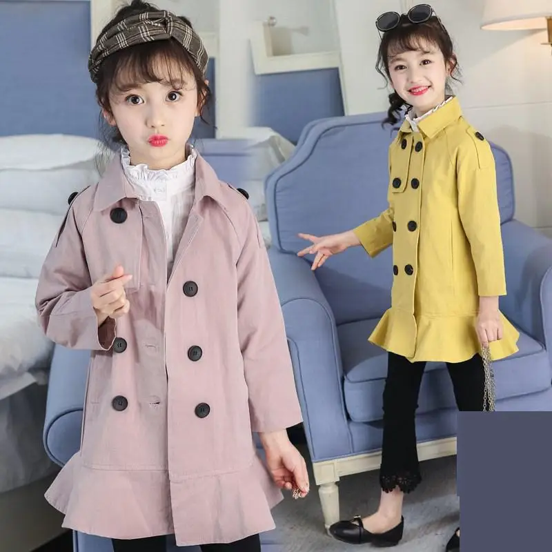

2018 Toddler Girls Autumn Trench Children Clothing Long Trench Kids Trench Windbreaker Kids Clothes Costume School Outfits Sale