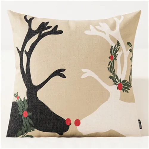 Рождественская Праздничная Подушка с принтом оленя и снега, наволочка для подушки, Геометрическая наволочка для дивана, украшение для дома, Almofadas - Цвет: 7