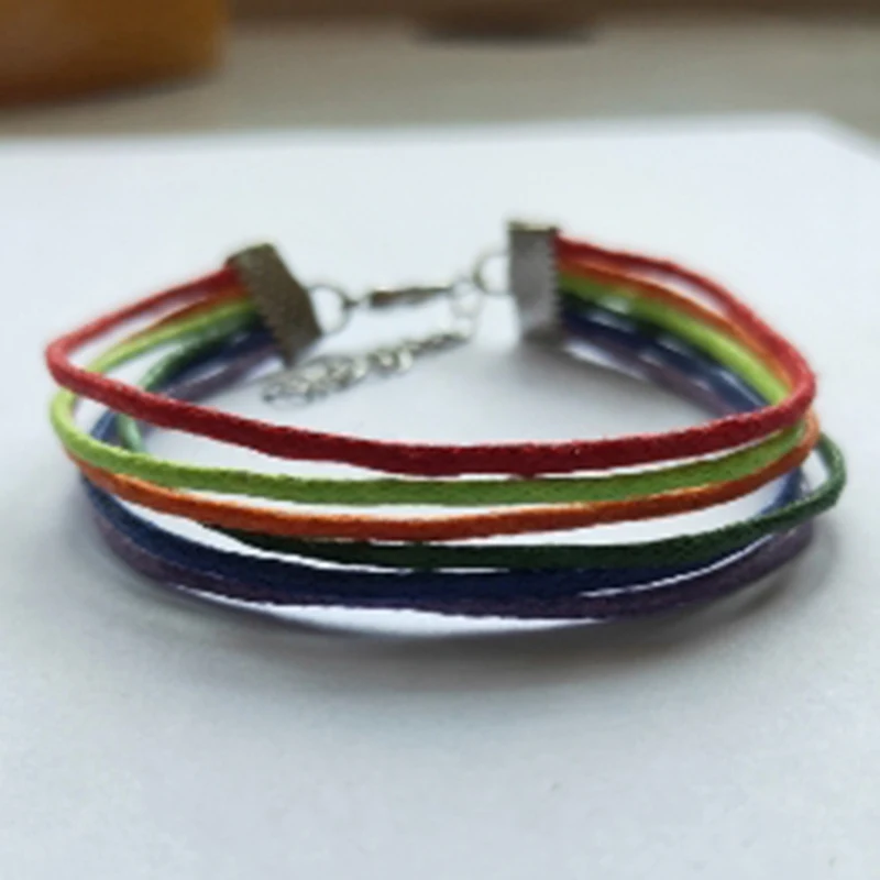 

New Rainbow Flag Colors Gay Pride Women Braided Bracelet Jewelry Rainbow Lesbian Pride Rope String Strand Friendship Gay