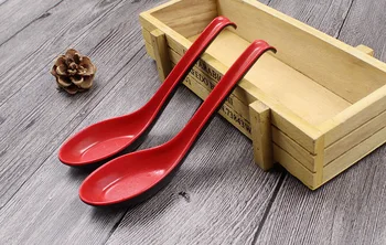 

Double color hook soup spoon 500 pz Rosso Colore Nero Per La Casa Posate Giapponese di Plastica Ciotola di Zuppa di Polenta Cuc