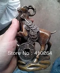 

Shipping China Folk Bronze Sheep Goat Coin Money Wealth Statue discount 30%