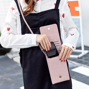 

Purse Wallet Card Holders Women Cellphone Pocket Handbag Clutch Long Pu Vintage Women Bag High Quality