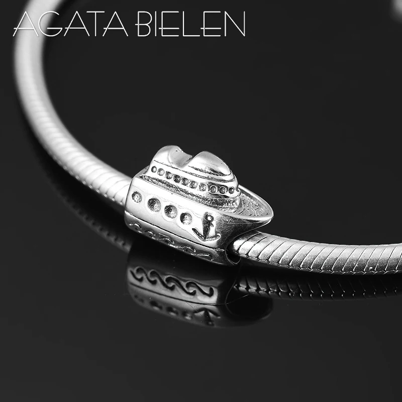 

100% real 925 Sterling Silver fashion like luxury ship shape fine Beads Fit Original Pandora Charm Bracelet DIY Jewelry making