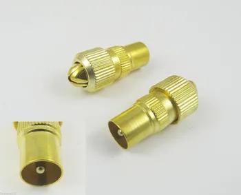 

10pcs RF Antenna CATV TV FM Coax Cable PAL TV Male Plug Connector Adapter Gold Plated