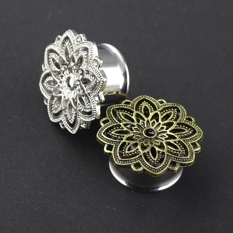 Junlowpy Flared Ear Stretchers Plug and Tunnels Piercing Flower Fit Ear Expander Lots Gauges 5-20mm Stainless Body Jewelry 72pcs