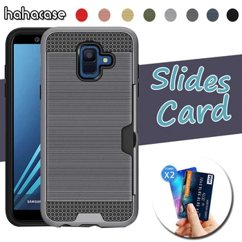 

500pcs Dual Layer PC+TPU Slot Holder Clip Shockproof Case For Samsung A3 5 7 2016 2017 A6 8 Plus A9 Star Slide Wallet Card Case