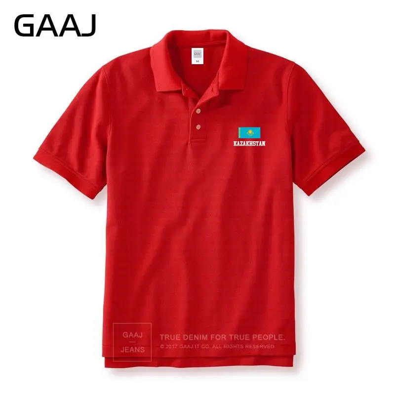 GAAJ флаг Казахстана поло Для мужчин и Для женщин унисекс», Очаровательная белая рубашка для бренд-Костюмы короткий рукав рубашки поло для мужчин брендовая одежда для мужчин с принтом# 7762J - Цвет: Red