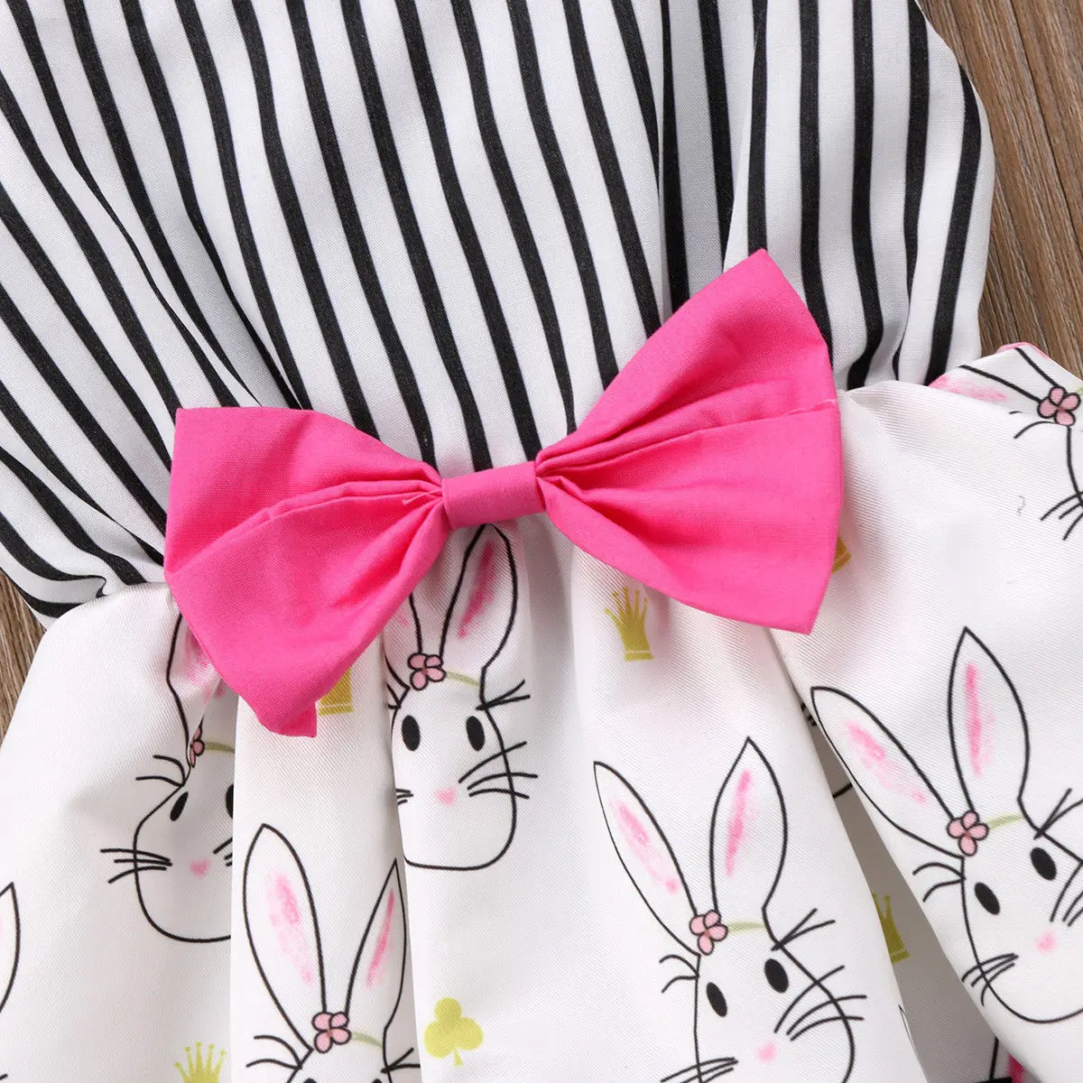 Для новорожденных одежда для малышей девочек Пасхальный кролик в полоску Одежда с героями мультфильмов ползунки ВС костюм наряды