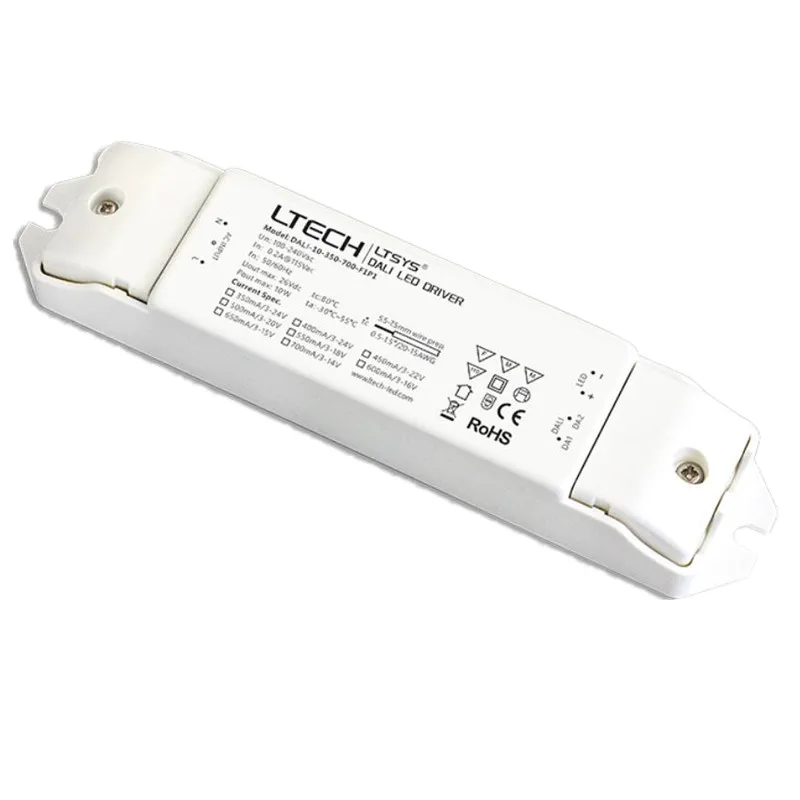 

DALI-10-350-700-F1P1 constant current DALI Dimming LED Driver 100-240V AC input; 350ma-700ma 1-10W 3-24V output Free shipping