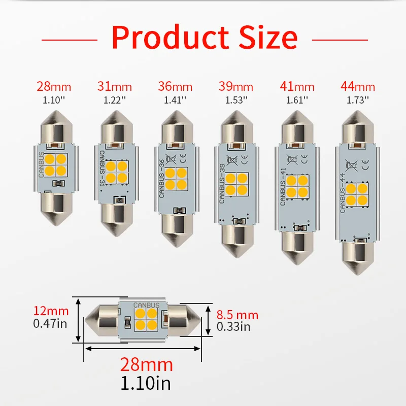 NAO C5W led C10W 28 мм 31 мм CANBUS Error Free гирлянда 12В 3030 автомобильные аксессуары Подсветка салона 36 мм/39 мм/41 мм 44 C5W купола лампочки