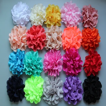 

2014 New Lace Eyelet Flower kids hair accessories Fabric Chiffon Flowers for headbands 300pcs/lot Free Shipping