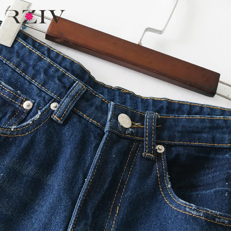 RZIV winter jeans woman boyfriend beading decoration solid color mom jeans denim pants