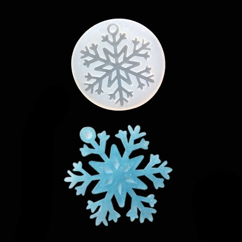 1pcs UV Resin Jewelry Liquid Silicone Mold Christmas Snowflake Resin Charms Molds For DIY Pendant Jewelry Making Finding Molds