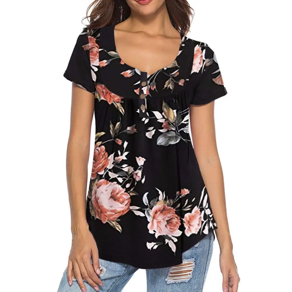 

Women Summer 2019 Tshirt Casual Short Sleeve Tops Tees Sexy Print T-Shirt O-neck Loose Plus Size Shirts