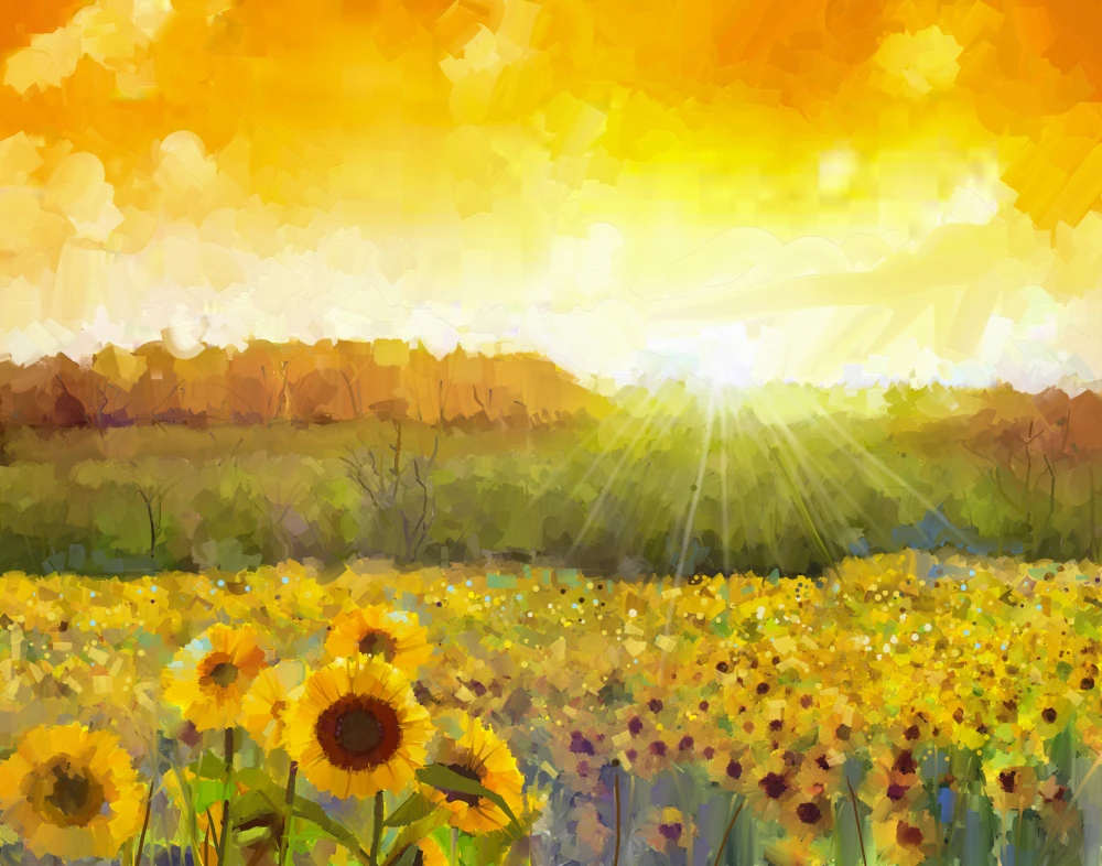 

HUAYI Photo Backdrops Natural Scenery Photography Background Sunflower Sunrise Photo Props XT-7194