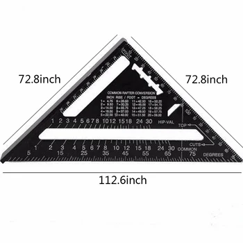 

7 Inch Metric Triangular Measuring Ruler Aluminum Alloy Speed Square Roofing Triangle Angle Protractor Tools