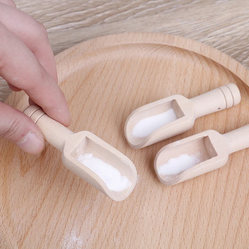 3pcs Mini Wooden Scoops Candy Flour Spoon Bath Salt Kitchen Utensils - 7.7*2.2cm | Дом и сад