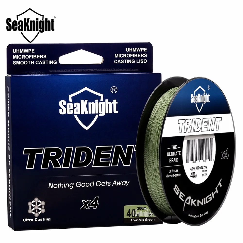 SeaKnight Новый трезубец 300 м 328Yds Плетеный Рыбалка линии 4 нити 8 80LB мульти нить pe