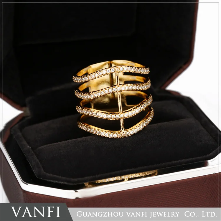 Fashion Long Rings for Women Crystal Micro Pave Spiral Pattern Design