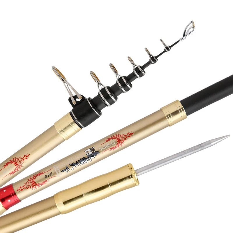 

2.4-4.5m distance throwing rod carbon hard telescopic spinning fishing rod boat rock stick