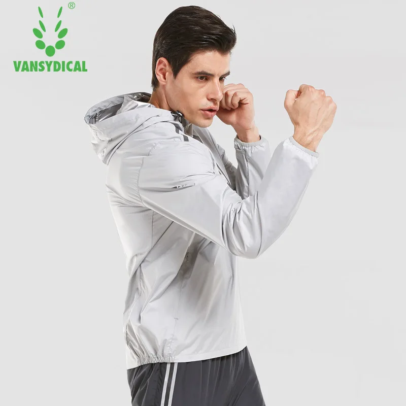 Vansydical Mens Sports Jacket Lose Weight Bodybuilding Running Yoga Jacket Men Tracksuit Hooded