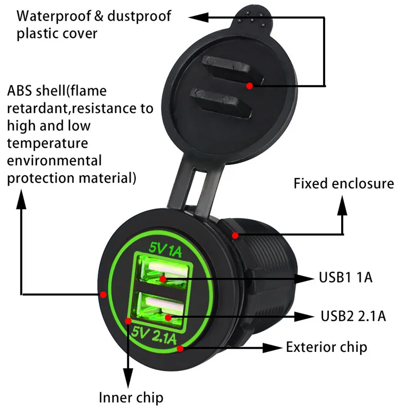 Kongyide автомобильное зарядное устройство CS-544 5 в 3.1A Dual USB зарядное устройство гнездо адаптера питание розетка для 12 В 24 в мотоцикл автомобиль mar6