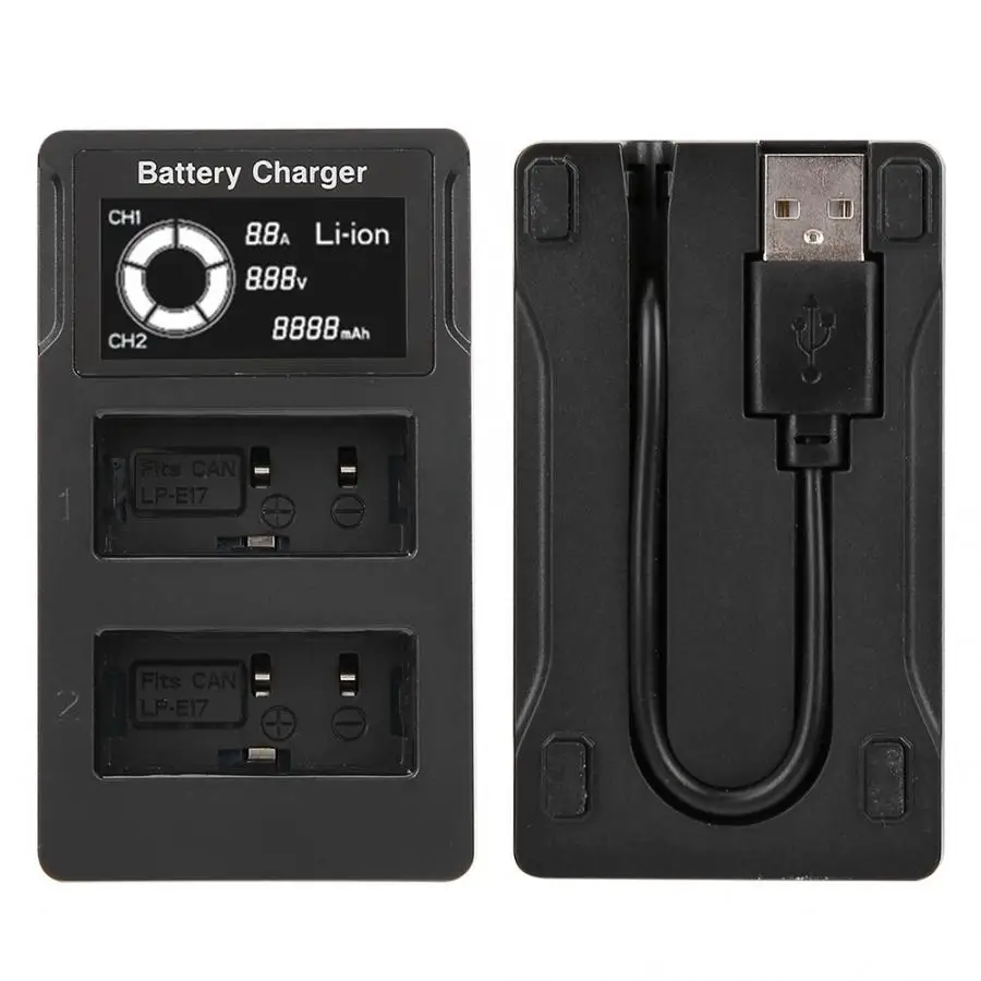 LP E17 ЖК дисплей USB Двухканальное зарядное устройство для камеры Canon EOS M3 750D