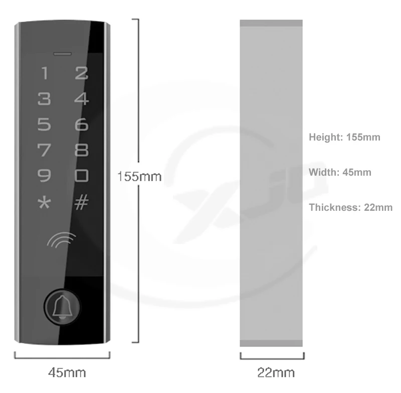 XJQ 125 кГц/13,56 МГц металлический чехол, антивандальная цифровая сенсорная клавиатура с подсветкой Многофункциональный Автономный контроль доступа и считыватель