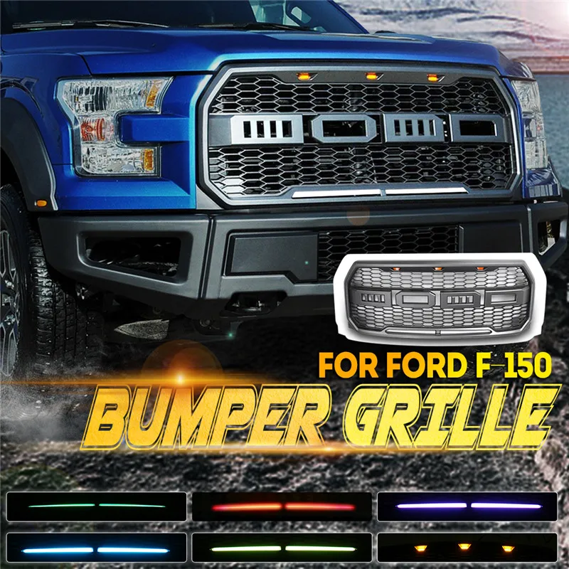 

1Set Auto ABS Front Bumper Grille with App control LED Marker lamp Racing Grille for Ford F150 2015-2018