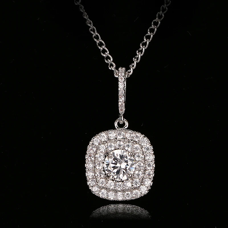 

Bettyue Brand Fashion Charm AAA Cubic Zircon White Gold Color Square Pendant Chain Jewelry Necklaces For Woman Wedding Gift