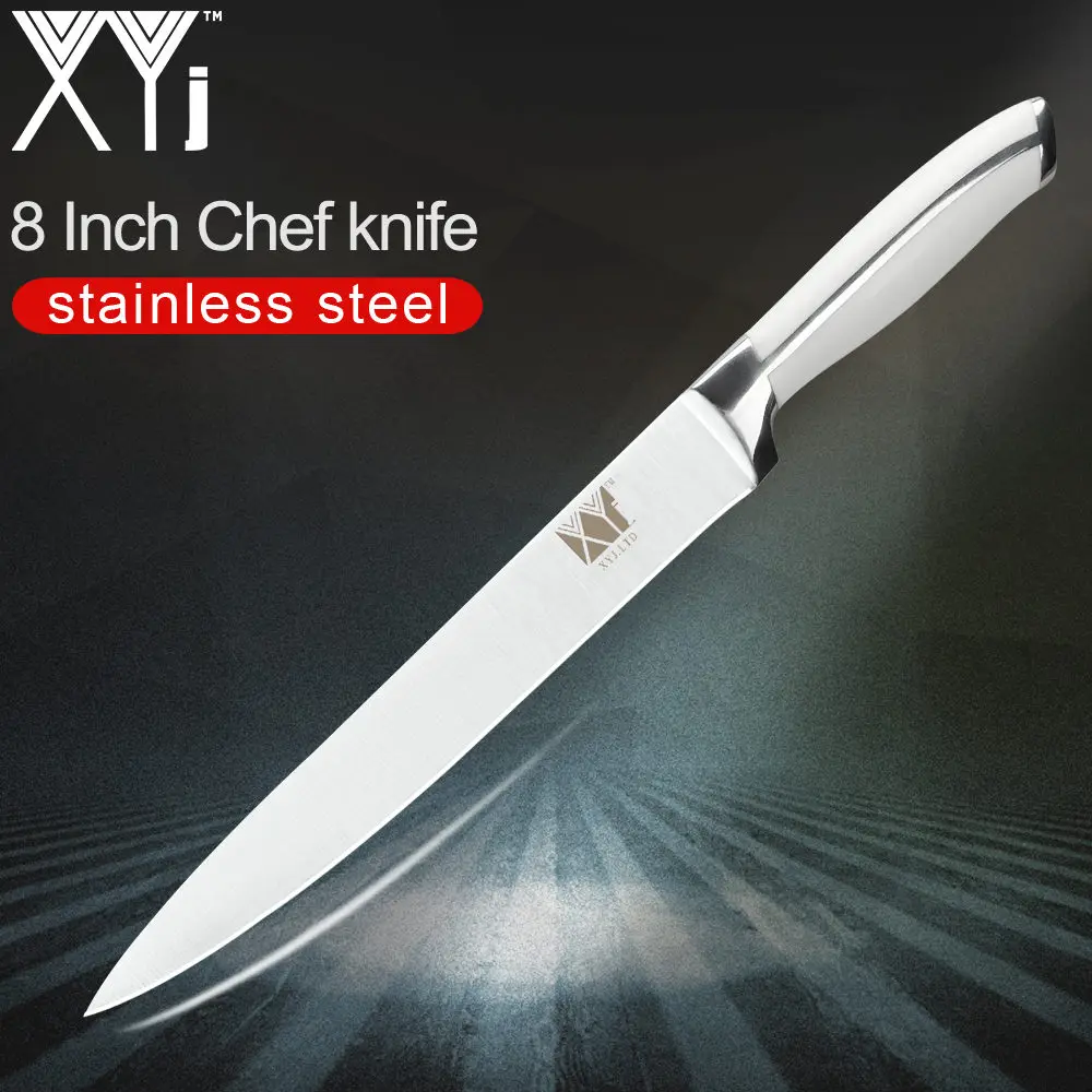 Кухонный нож XYj из нержавеющей стали 3," 5" " 8" " 8" дюймов, кухонные ножи Santoku, Кливер, ножи для нарезки, качественный Подарочный нож - Цвет: 8 inch slicing knife