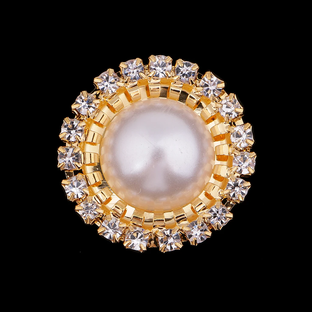 5/10 Pieces Rhinestone Pearl Button Flatback Cabochon Charms Jewelry Making Accessories for Wedding Party Decoration