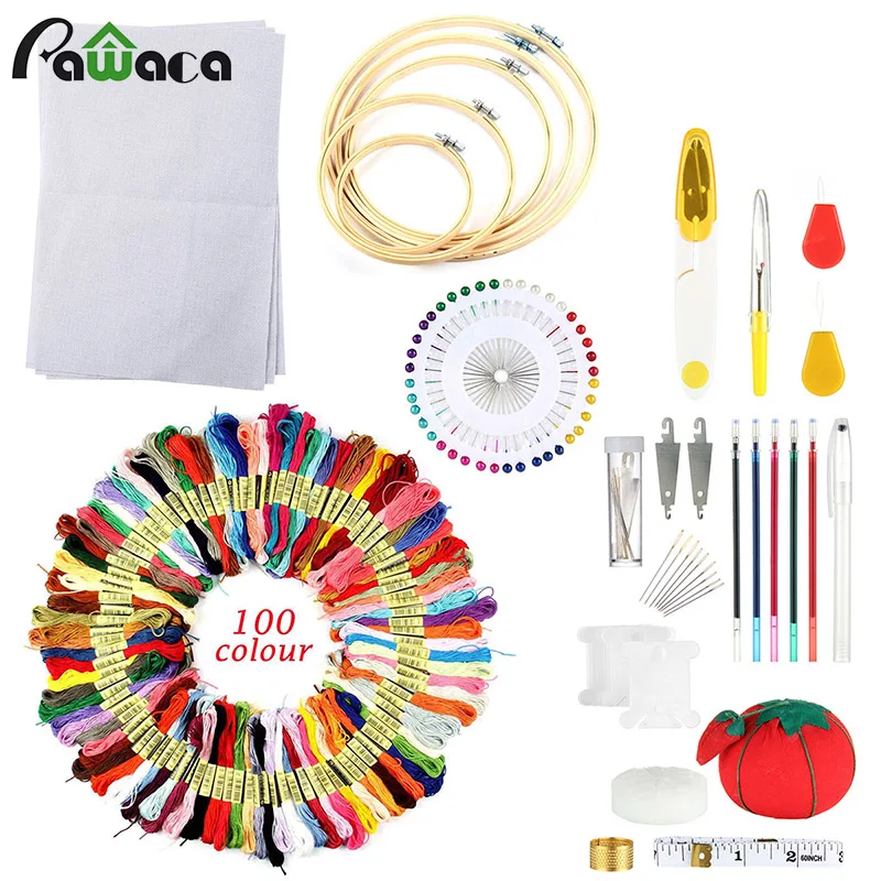 

100 Colors Sewing Threads DIY Crafts Magic Embroidery Pen Set Knitting Sewing Tool Stitching Punch Needle Set Sewing Accessories