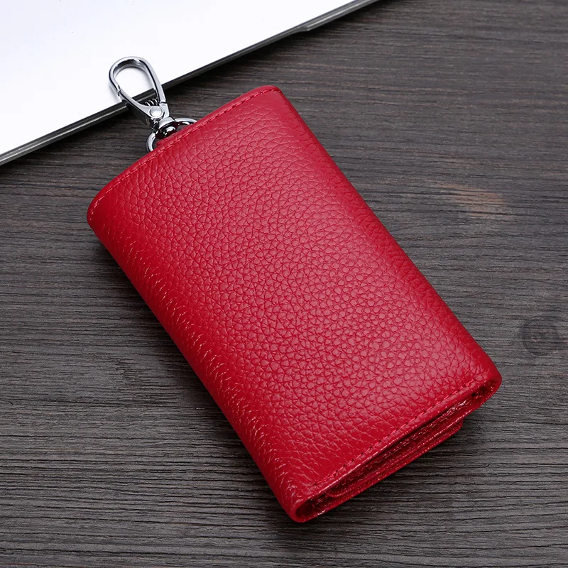 

Leather key bag men and women multi-function three fold wallet first layer leather key chain bag fashion tide card position purs