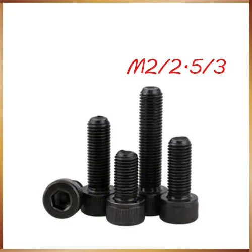 m3 screw 50pcs M1.6 M2 M2.5 M3 DIN912 Black High strength 12.9 Level Alloy Steel Screw Hexagon