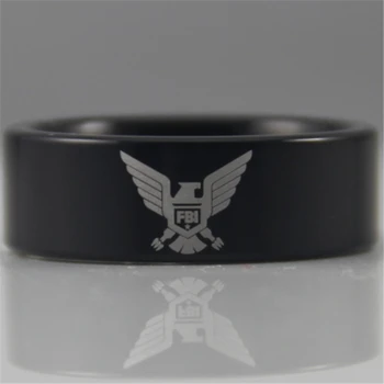 

Free Shipping USA UK Canada Russia Brazil Hot Sales 8MM Black Pipe Federal Bureau Of Investigation Tungsten Comfort Fit Ring