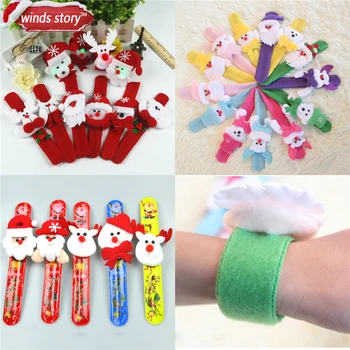 

12Pcs Santa Snowman Slap Bracelets Christmas Decor Pat Hand Ring LED Xmas Slap Wristband Kids Adults Bracelet Bangle Hand Ring