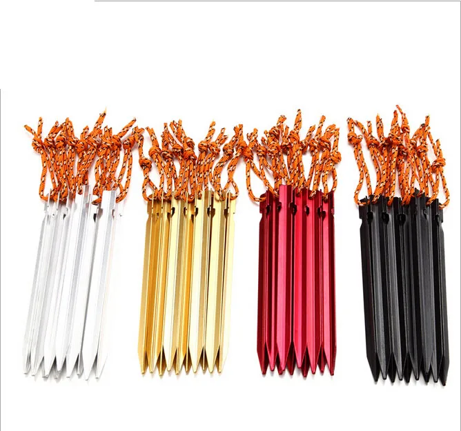 

10 Pcs/lot 7'' Professional Aluminum Tent Stake 4 Colors Nails 18cm Ultralight Tent Peg Camping Hiking Trekking Accessories