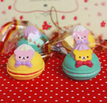 

wholesale 10pcs/lot 5cm original kawaii squishy Rilakkuma Macaron cake queeze toys cell phone handbags straps squishies bread