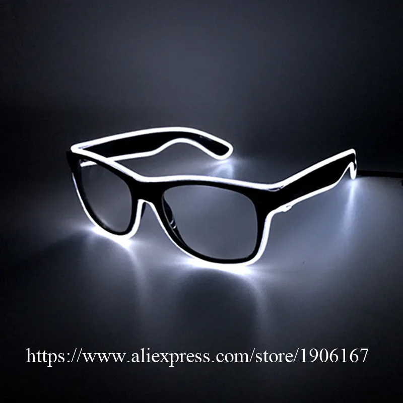 Fashion LED EL Wire Glasses Glow In The Dark Sunglasses Helloween Concert Party led flashing Glasses Eyewear07