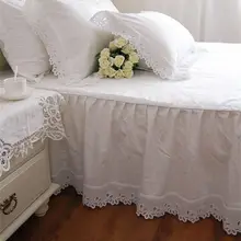 Супер мягкая кровать юбка Европейский цветок вышивка сатин хлопок покрывало простыня для свадебного украшения элегантный покрывало на кровать
