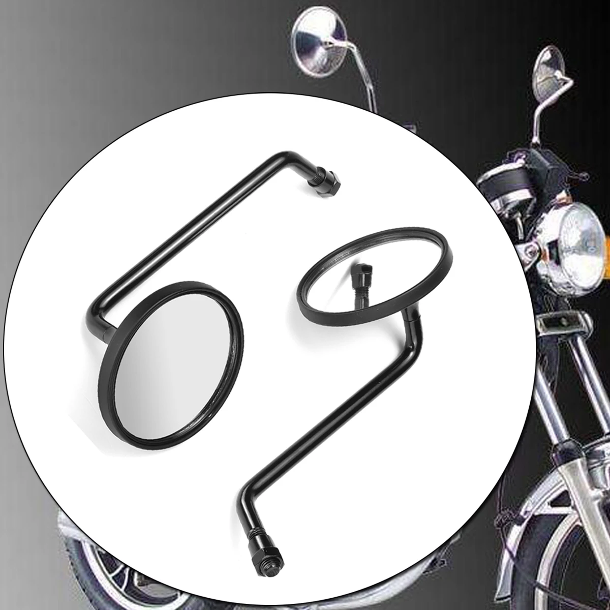 1Pair Universal Motorcycle Retro Black Round Side Motorcycle Mirrors