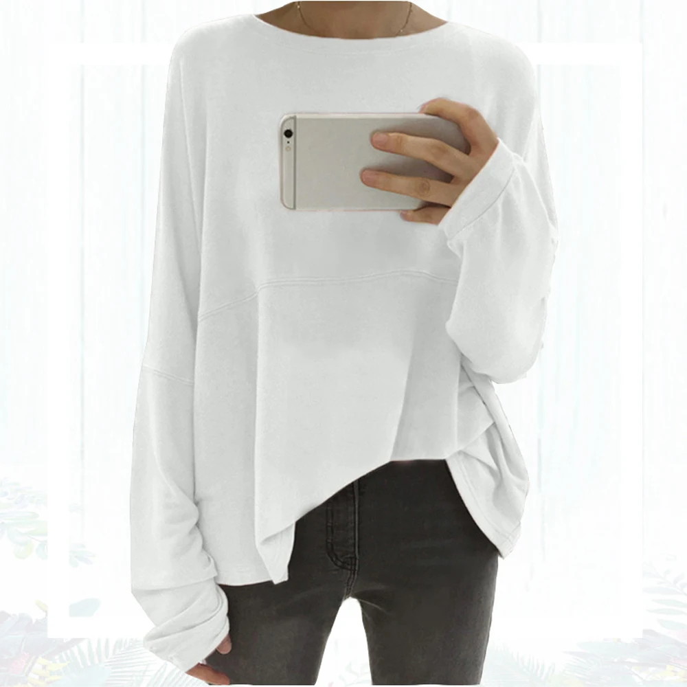 2018 Oversized Loose Lazy Pullover Tops Women Autumn Long Sleeve O Neck Asymmetrical Femme Pull Jumpers plus size 5XL WDC1554 | Женская