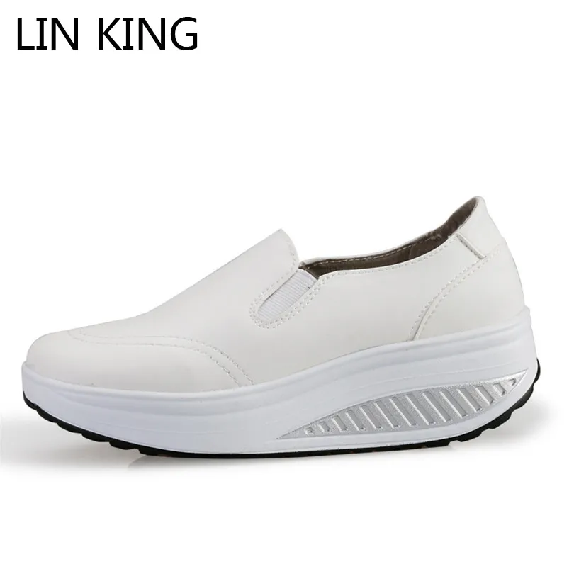 LIN KING Женская весенняя обувь удобные мягкие белые туфли с вырезом из