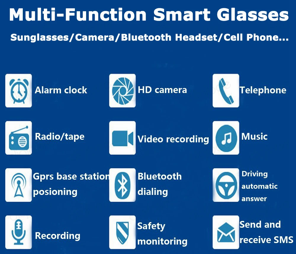 Многофункциональные очки GSM сотовый телефон Стерео Bluetooth 4,1 Гарнитура солнцезащитные очки камера видео Диктофон G5 умные очки