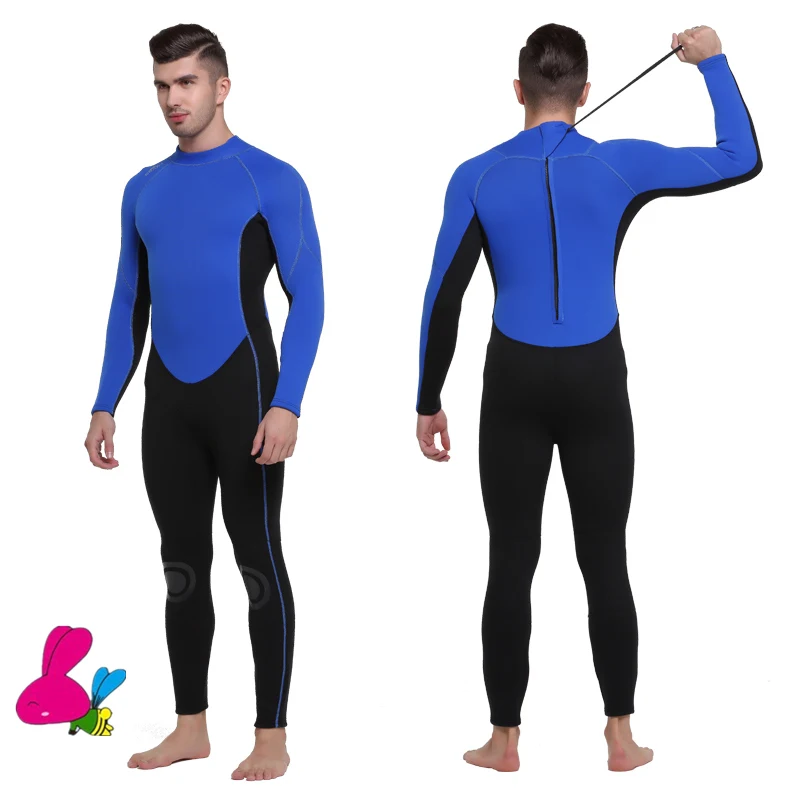 Blue Black Wetsuit 3mm Smooth Skin Neoprene Full Body Surf Scuba Dive
