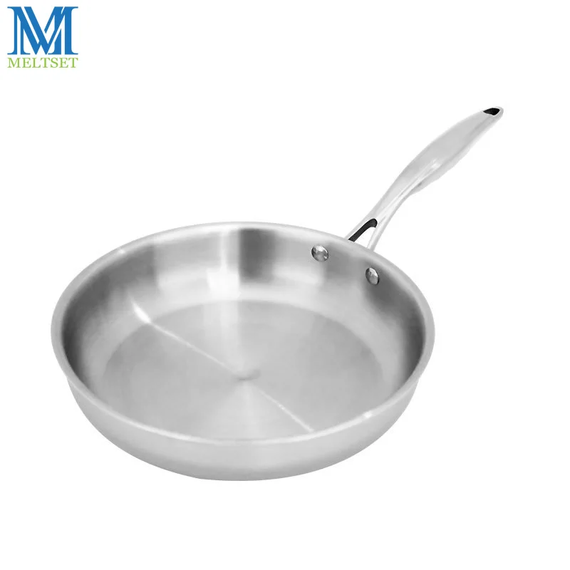 Tanie Meltset patelnia ze stali nierdzewnej niepowlekana patelnia nieprzywierająca z bez pokrywy 24 cm 26 cm naczynia kuchenne rondel