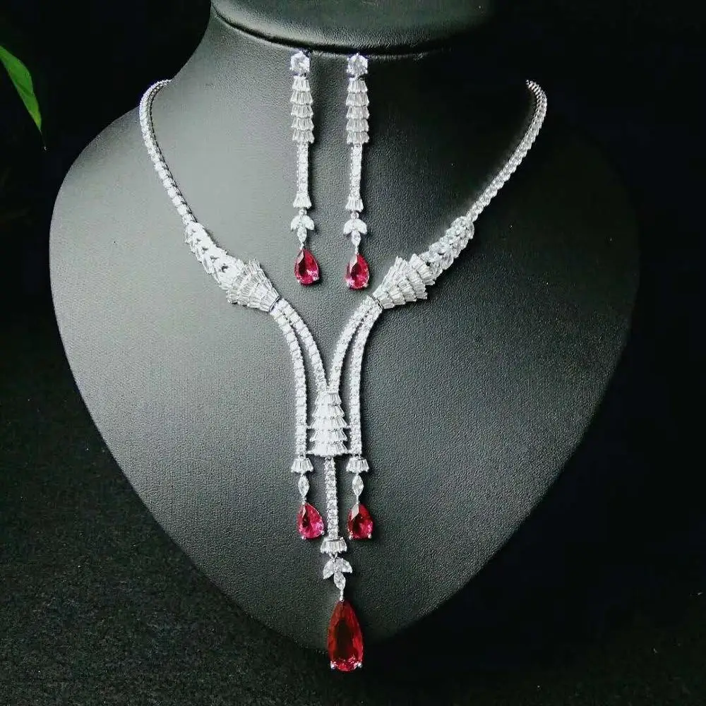 HIBRIDE сверкающими Bijoux(украшения своими руками) ювелирные комплекты dubai полный кубического циркония Цепочки и ожерелья комплект Для женщин свадебный для свадебной вечеринки в комплекте костюма N-1046