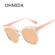 OHMIDA gafas de Sol Espejo Redondo Gafas de Sol para Mujeres de la Alta Calidad Diseñador de la Marca de La Vendimia Mujer Hombre Gafas Gafas De Sol Gafas